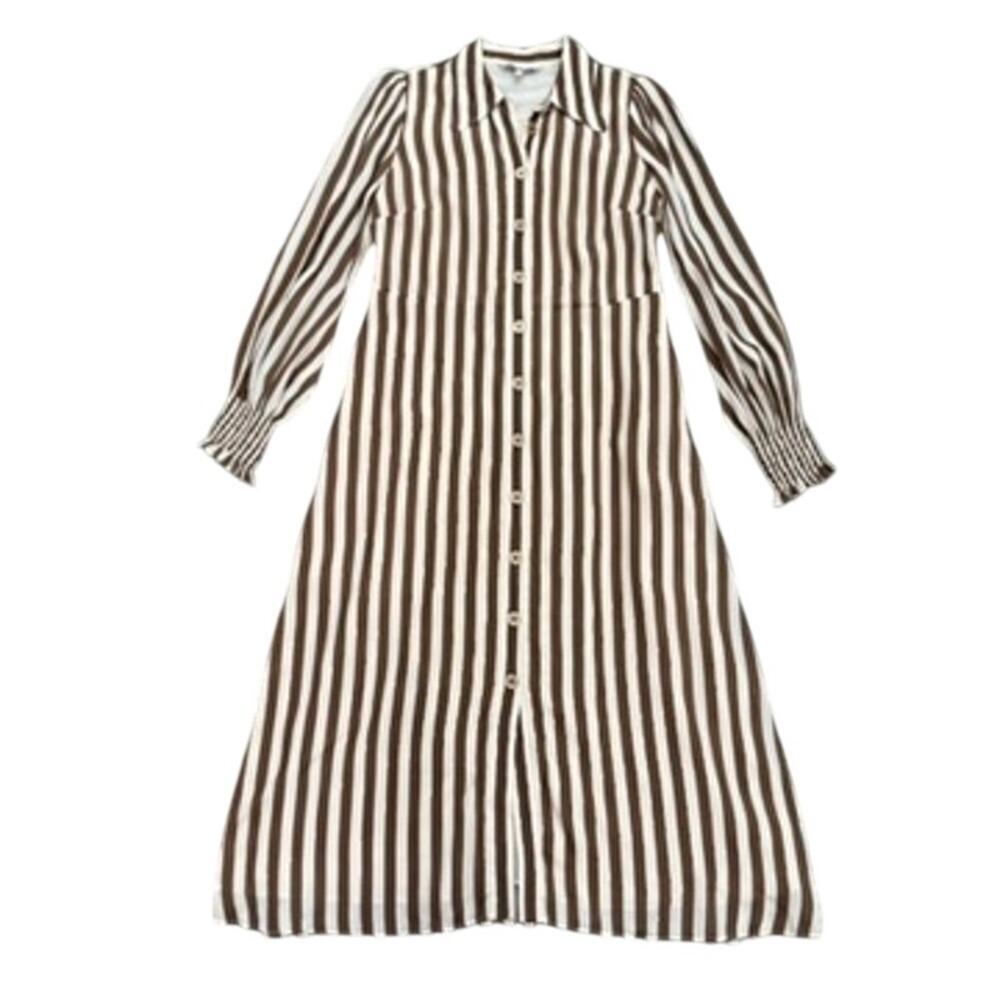 L.K. Bennett Emelia Shirt Dress in Brown/Cream, Size US 6 - Picture 4 of 8
